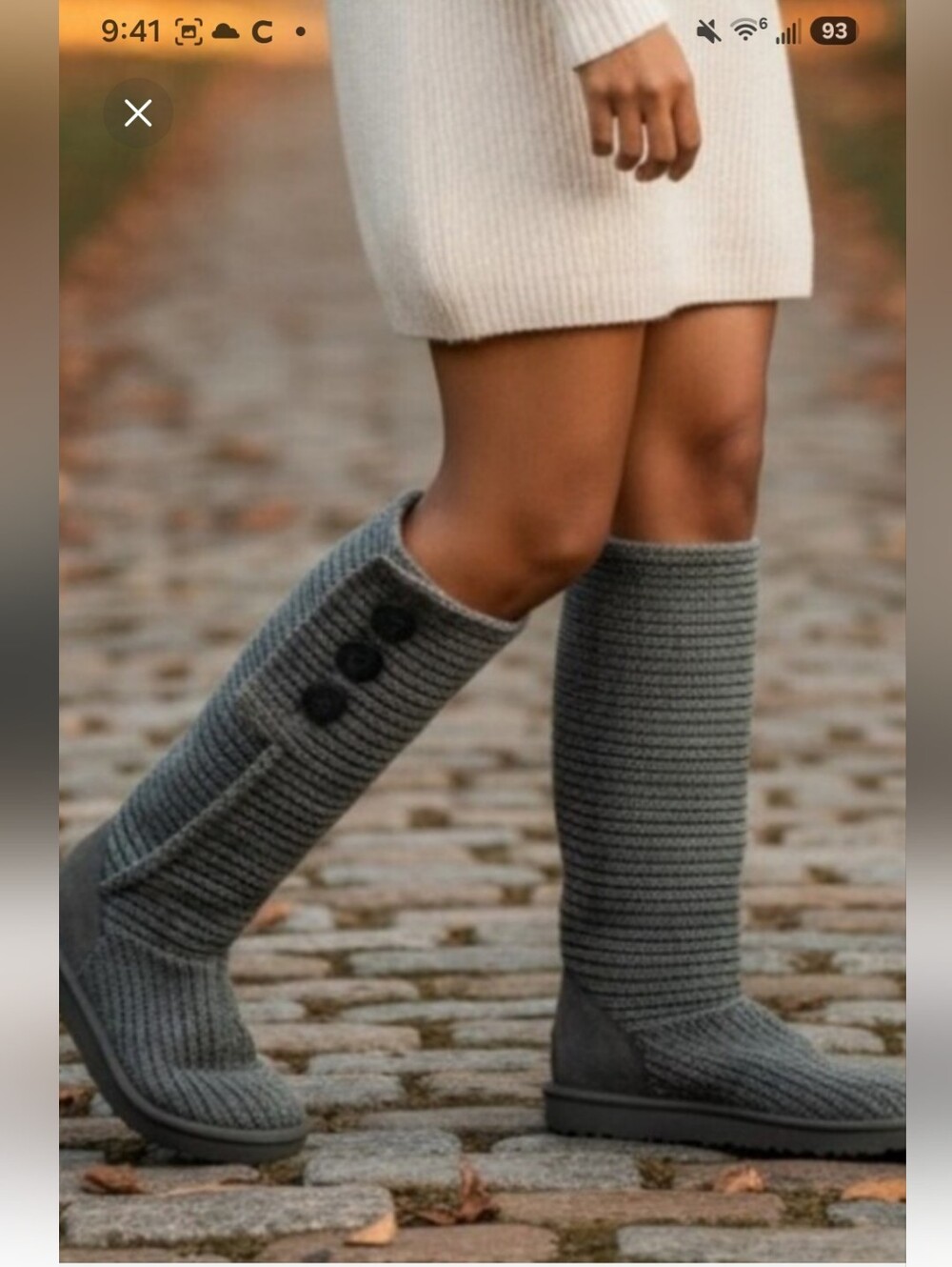 UGG Gray Knit Over-the-Knee Button Boots